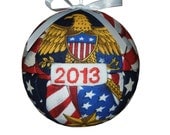 Memorial Day Quilted Patriotic Ornament Kimekomi Style Ebroidered 2013