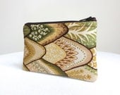 Small Zippered Coin Purse - Brown and Green