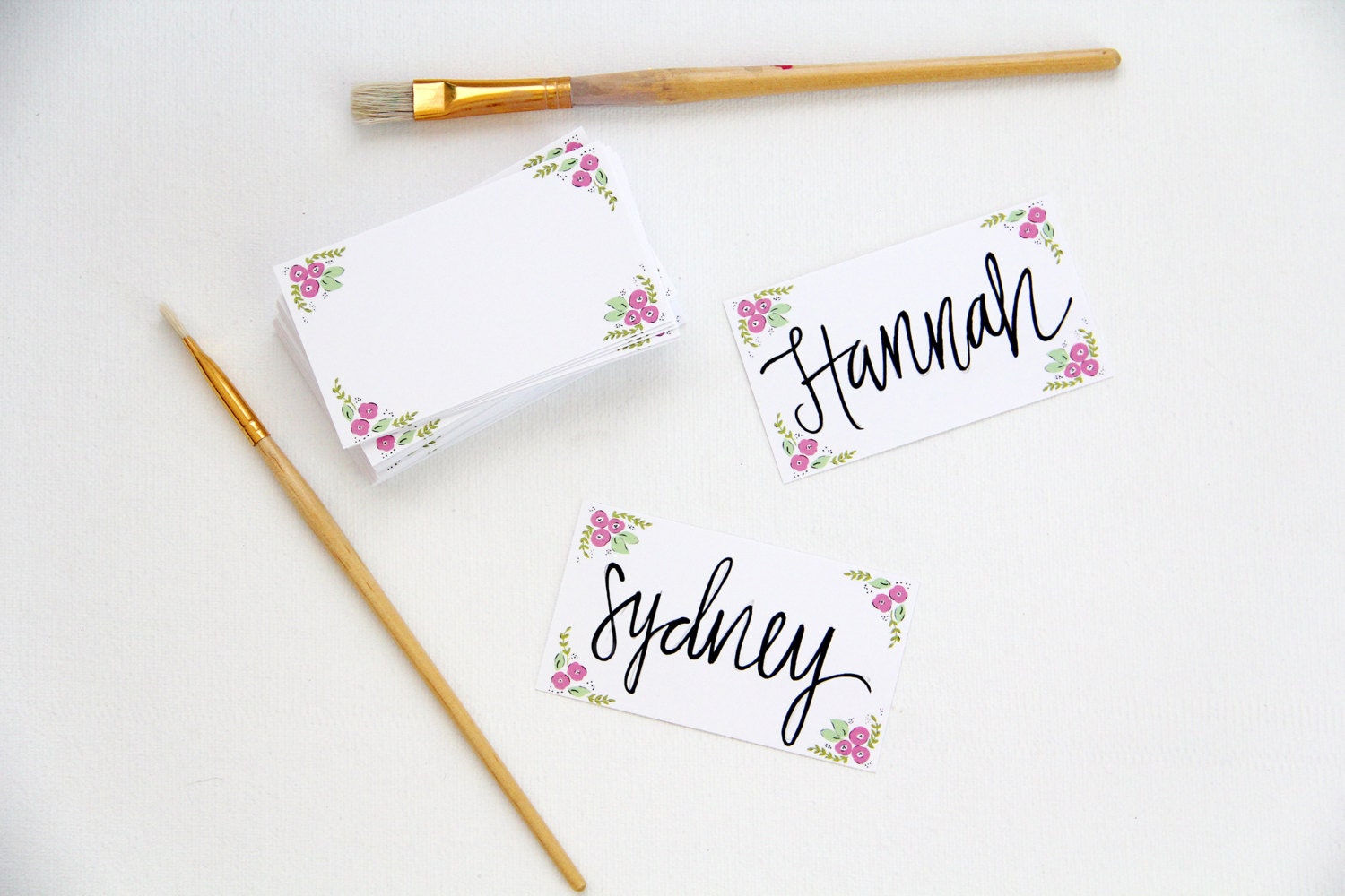 Floral Place Cards or Gift Tags - Calligraphy Available - Customizable