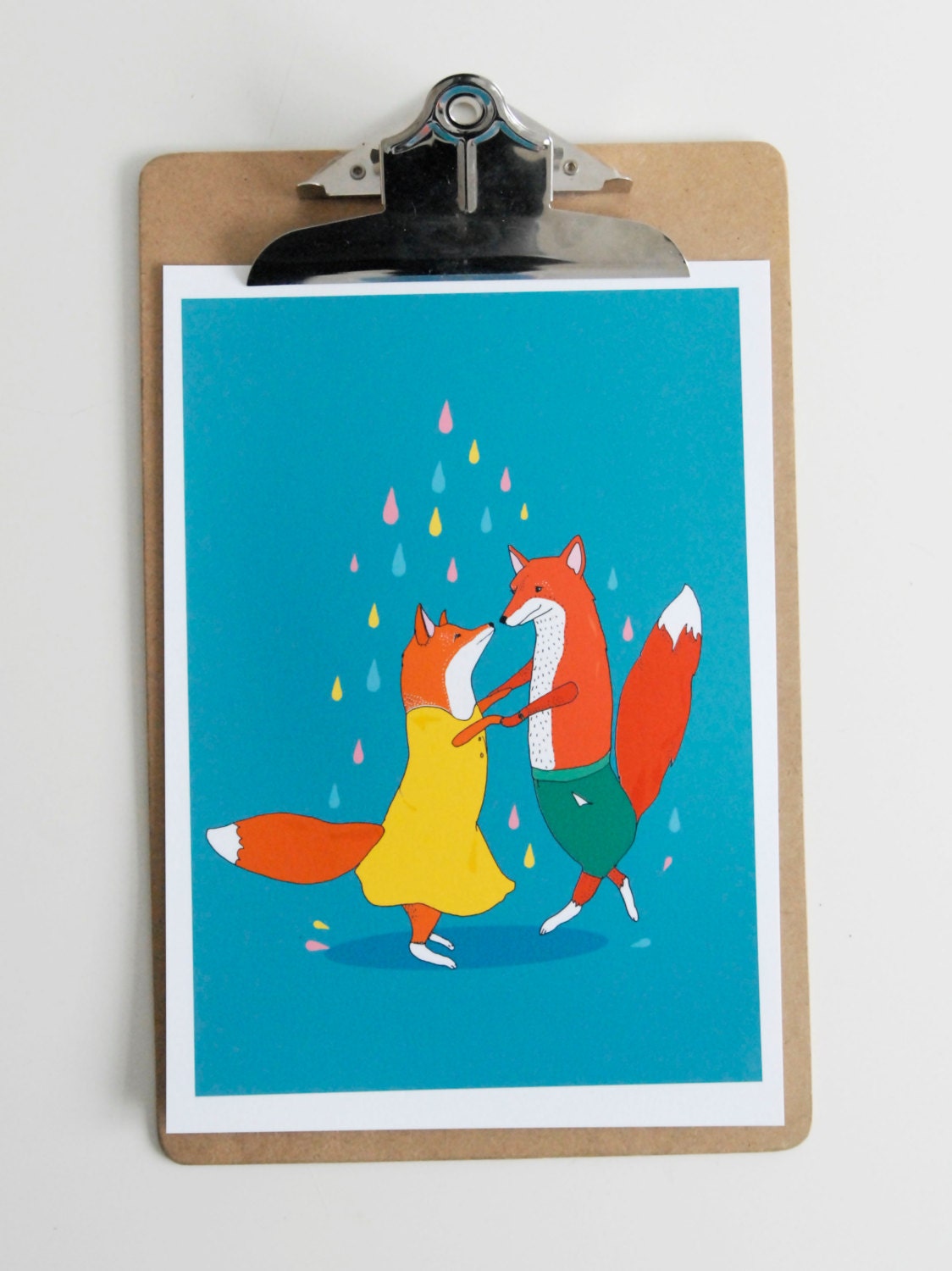 Dancing Foxes - A4  Print