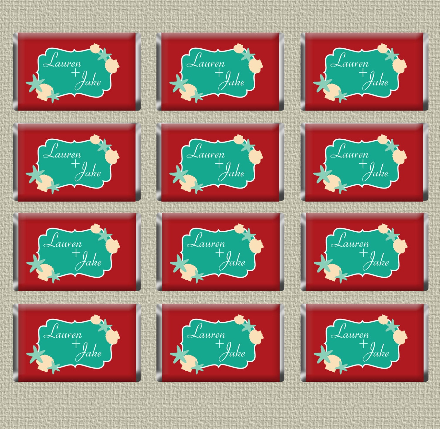 PRINTABLE Mini Personalized Wedding Candy Label Wrappers Beach Theme Il_570xn