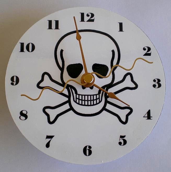 CD Clock Pirates Skull & Cross Bones Recycled Compact Disc Clock Desk or Wall