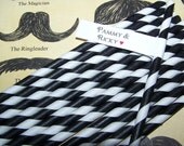 Paper Straws  60 Black & White Striped Straws Paper Party straws  Pixie sticks "Free Straw Flag Toppers"