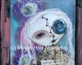 Where have you been  Mixed Media Art Original Painting - Steampunk - Collage - Goth Girl