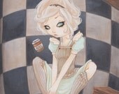 Alice Down the Rabbit Hole - Alice in wonderland fairy fantasy art 8 by 10 print