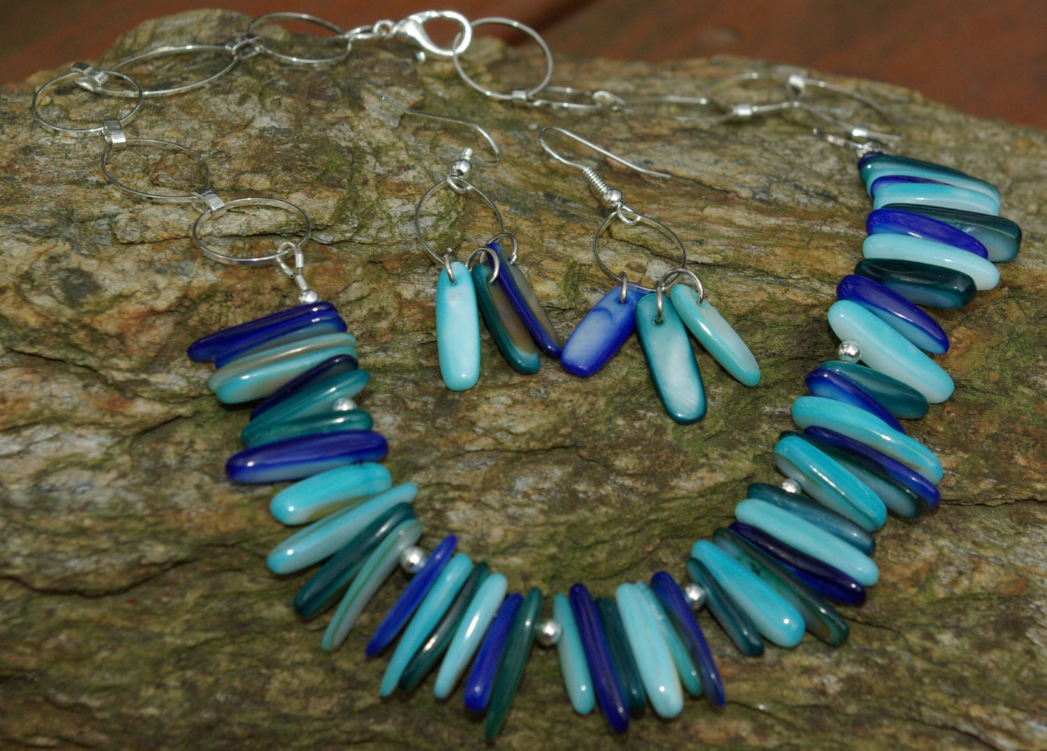 Shell Earrings in Blue