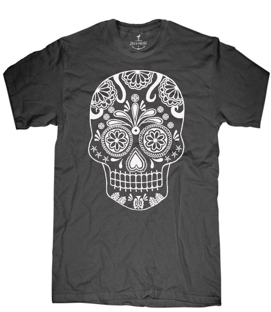 Mens unisex T-shirt --- Sugar Skull ---- sizes sm med lg xl xxl 3xl, 4xl, 5xl