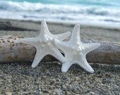 Starfish Hair Barrette or Clip-DOUBLE WHITE-Beach Weddings, Starfish Hair Clip, Starfish Hair, Mermaid Accessories, Bridal Hair Clip, Summer