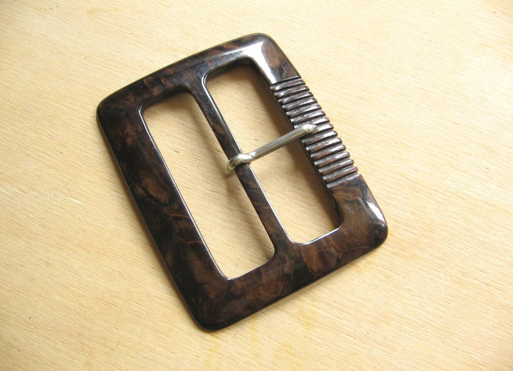 Large Vintage Belt Buckle - Dark Brown