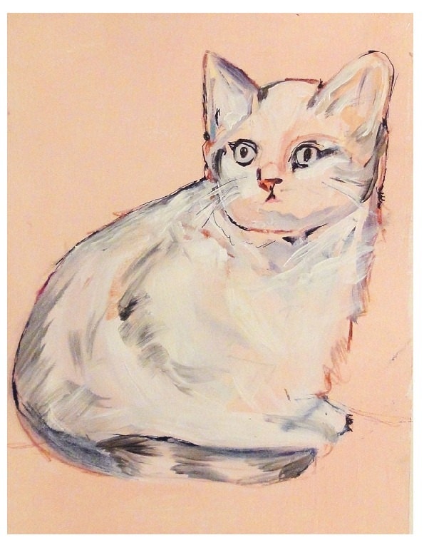 Kitten Painting:Original Painting, Kitten Femme Fatale