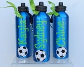 25oz Aluminum Spout Lid Water Bottle With Key Chain Hook Attached SPORTS THEME