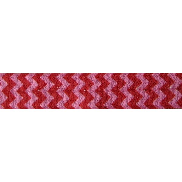 Printed Elastic, Valentine Chevron Printed Elastic for Baby Headbands - Valentines Elastic - 5 Yards