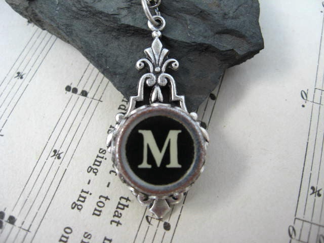 Typewriter Jewelry - Letter M Necklace - Vintage typewriter jewelry