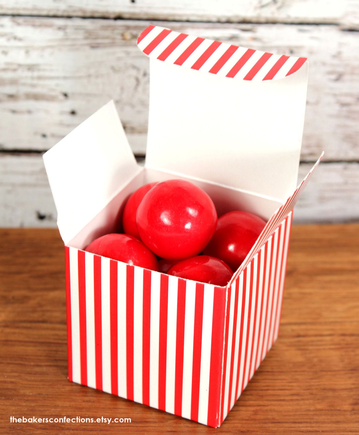 Red Stripe Small Favor Boxes for Candy, Party Favors and Treats (set of 12 - 2x2x2 boxes)