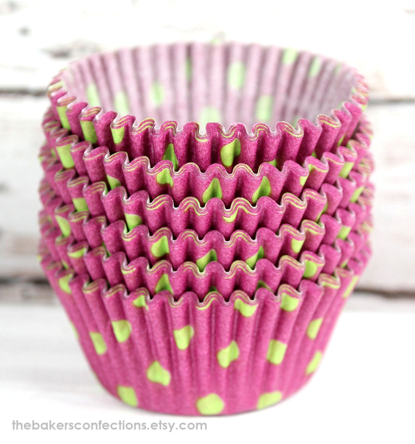 Purple with Lime Polka Dot Cupcake Liners (50)