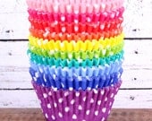 Rainbow Polka Dot Cupcake Liners - 10 Fun Colors (120 count - 12 each color)