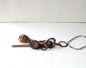 Talisman Necklace Tourmaline Necklace Urban Tribal Necklace Nail Bronze Gemstone Necklace Copper Crystal Pendant Statement