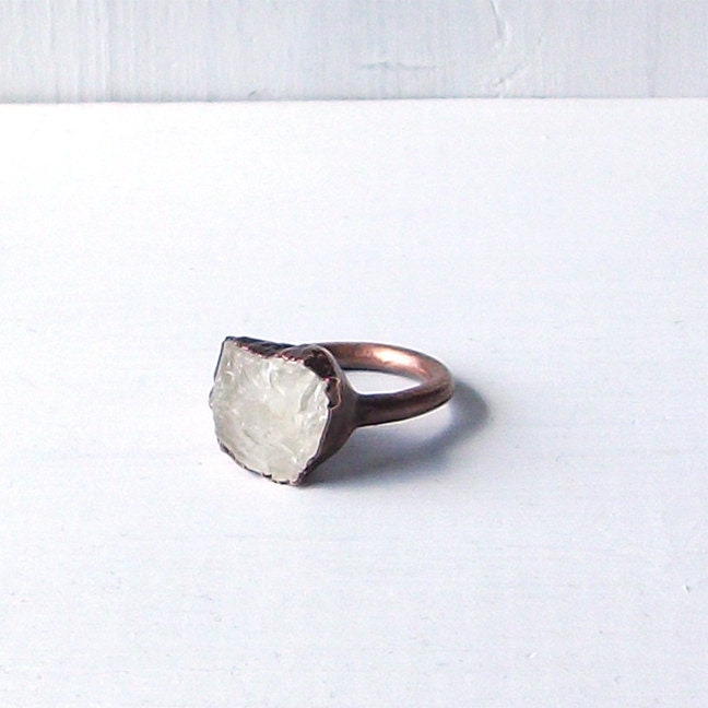 Aquamarine Ring Gemstone Ring Birthstone Ring Cocktail Ring March Stone Mineral Pale Green For Her Artisan Handmade