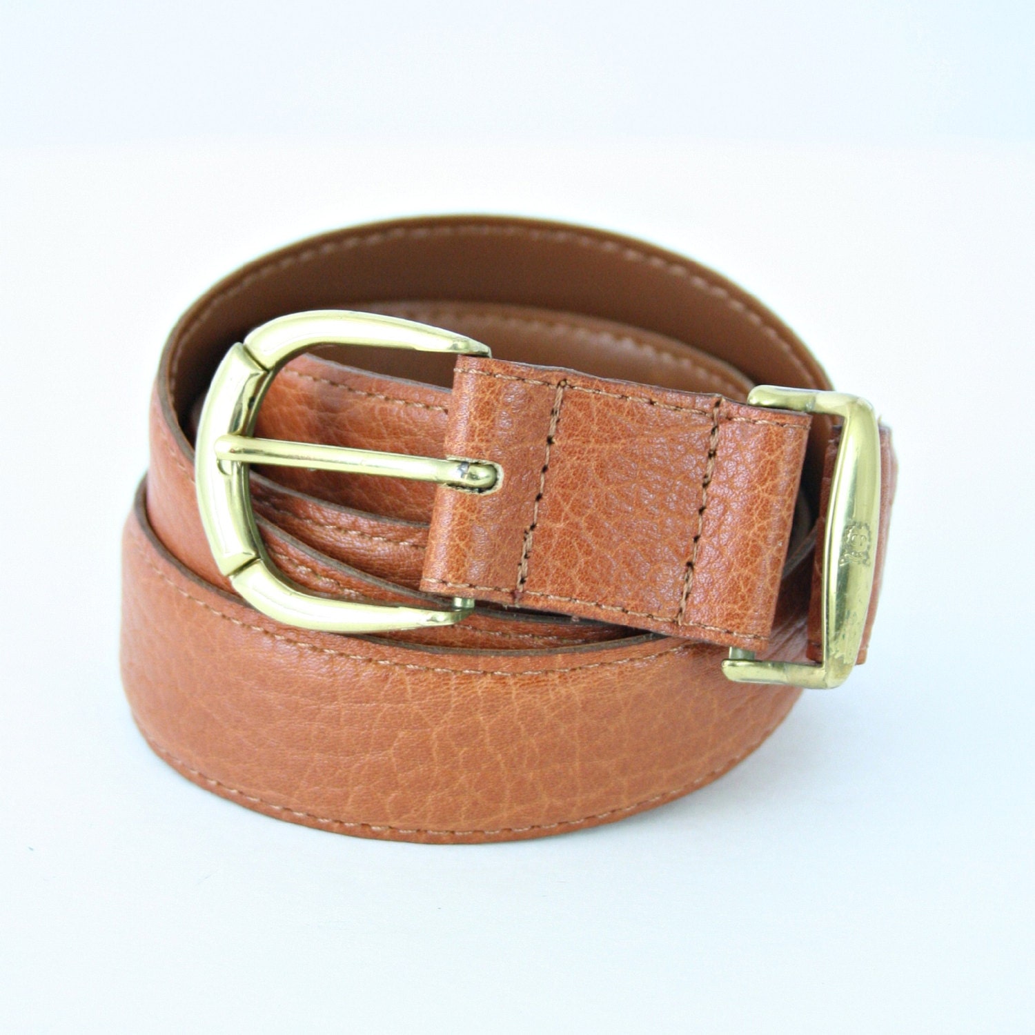 vintage 80s CHRISTIAN DIOR caramel BROWN pebbled leather belt size M