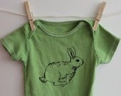 Bunny Rabbit Onesie, Cotton baby bodysuit, easter, spring, green or custom colors, Easter bunny