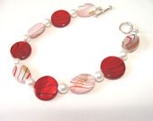 Red And Striped Mother Of Pearl Shell Beaded Bracelet Summer Beach Resort Wear Fashion