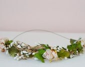 Cream Silk Rose Garden Floral Crown