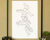 NES Nintendo Light Gun Technical Illustration Poster