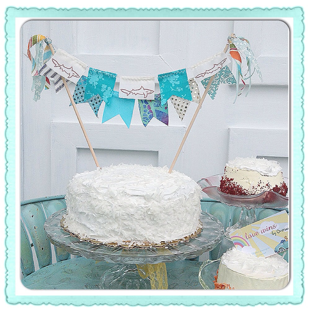 Shark Attack BLUE Cake Bunting by Oversoul