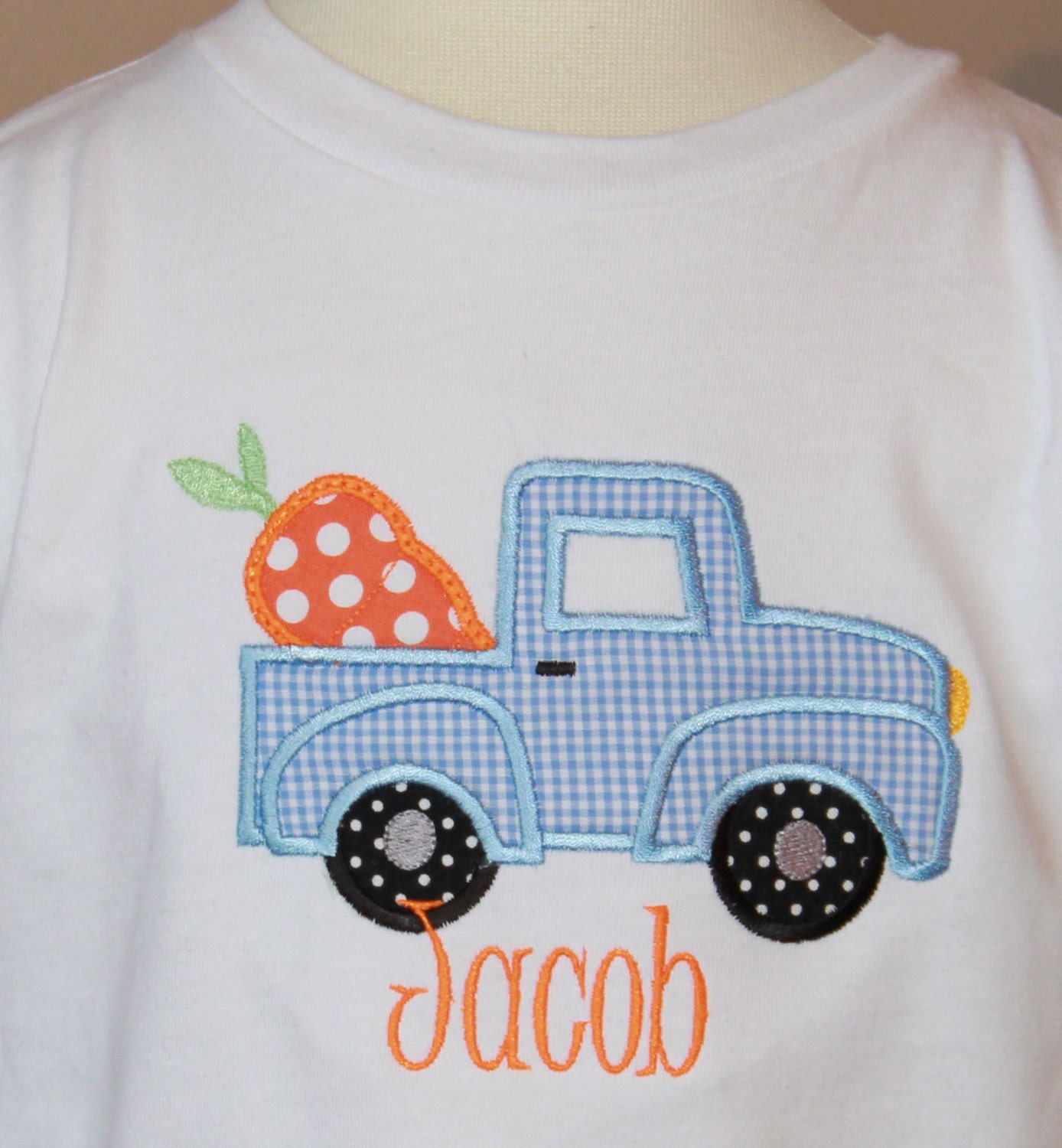 Personalized boys Easter carrot in TRUCK t shirt or onesie .. 1st Easter or Easter party infant toddler and youth