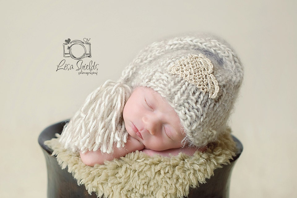 Newborn Sleep Cap "Lovey"  Heart Doily Baby Prop