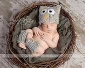 Owl Hat Leg Warmers Baby Newborn Photography Prop Custom Boy Girl YOU CHOSE COLOR