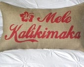 Hawaii Mele Kalikimaka Merry Christmas burlap pillow cushion cover