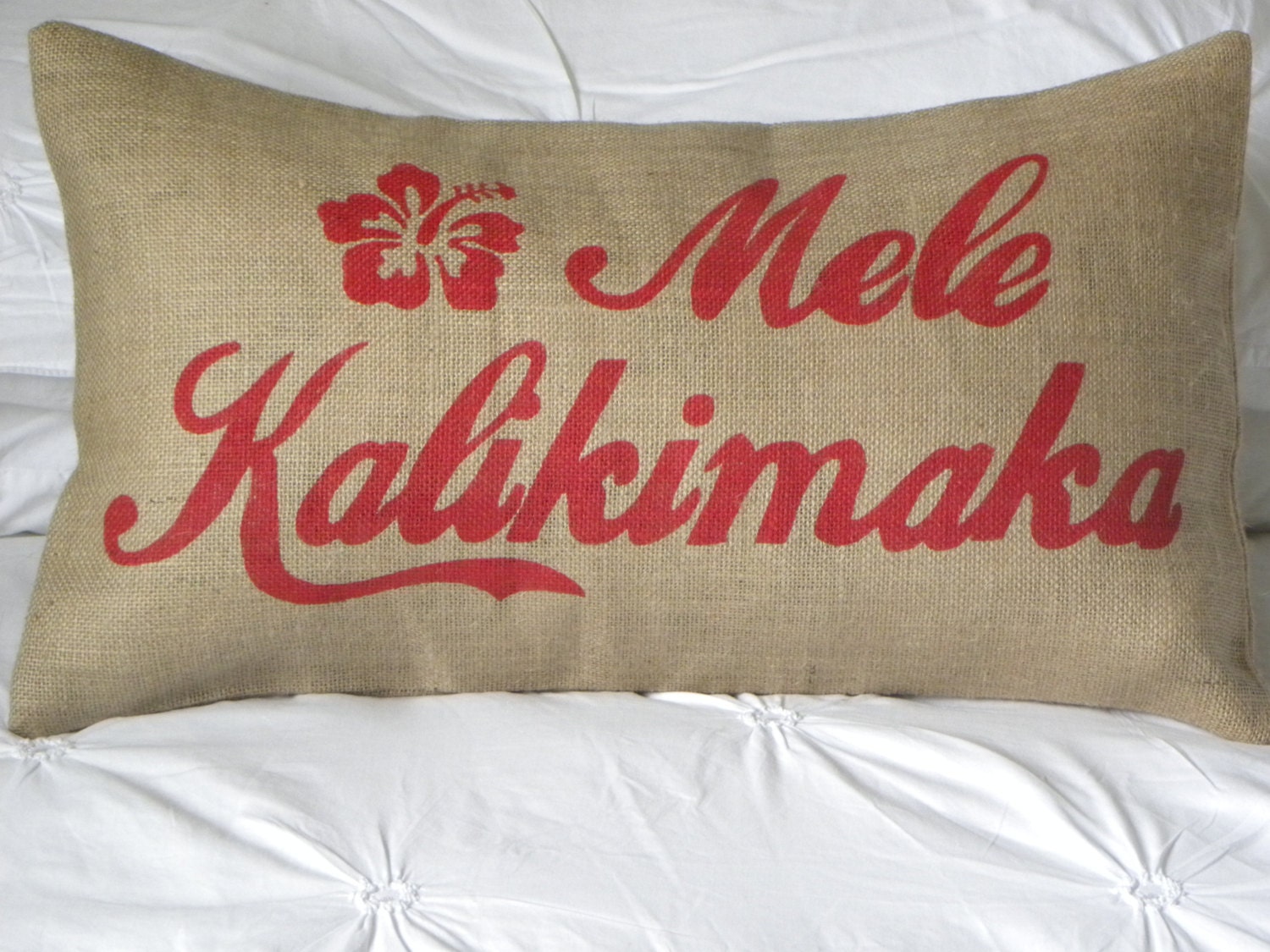 Hawaii Mele Kalikimaka Merry Christmas burlap pillow cushion cover