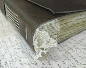 Rustic Leather and Lace Journal - Watercolor Paper - Handmade Paper - Large