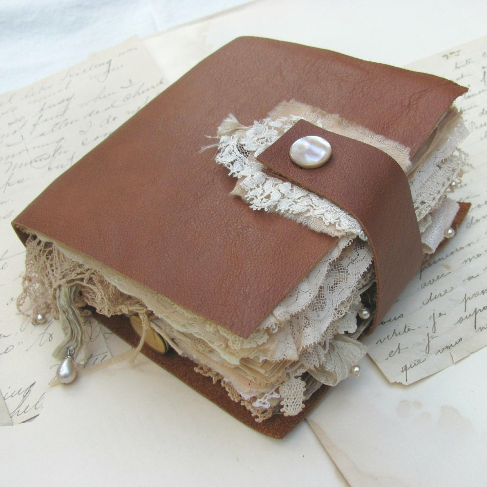 Tea-Dyed Leather and Lace Journal