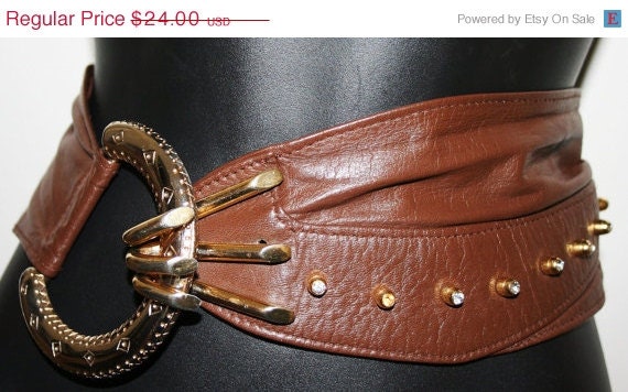 ON SALE Leather Italian Cinch Belt Size Medium