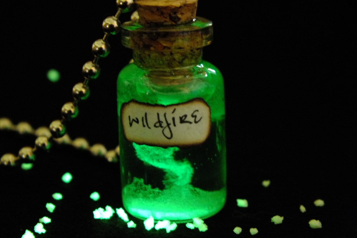 Wildfire Glow In The Dark Charm Necklace, Keychain