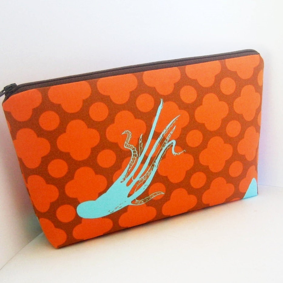 Make up Zipper Pouch GIANT OCTOPI in Orange
