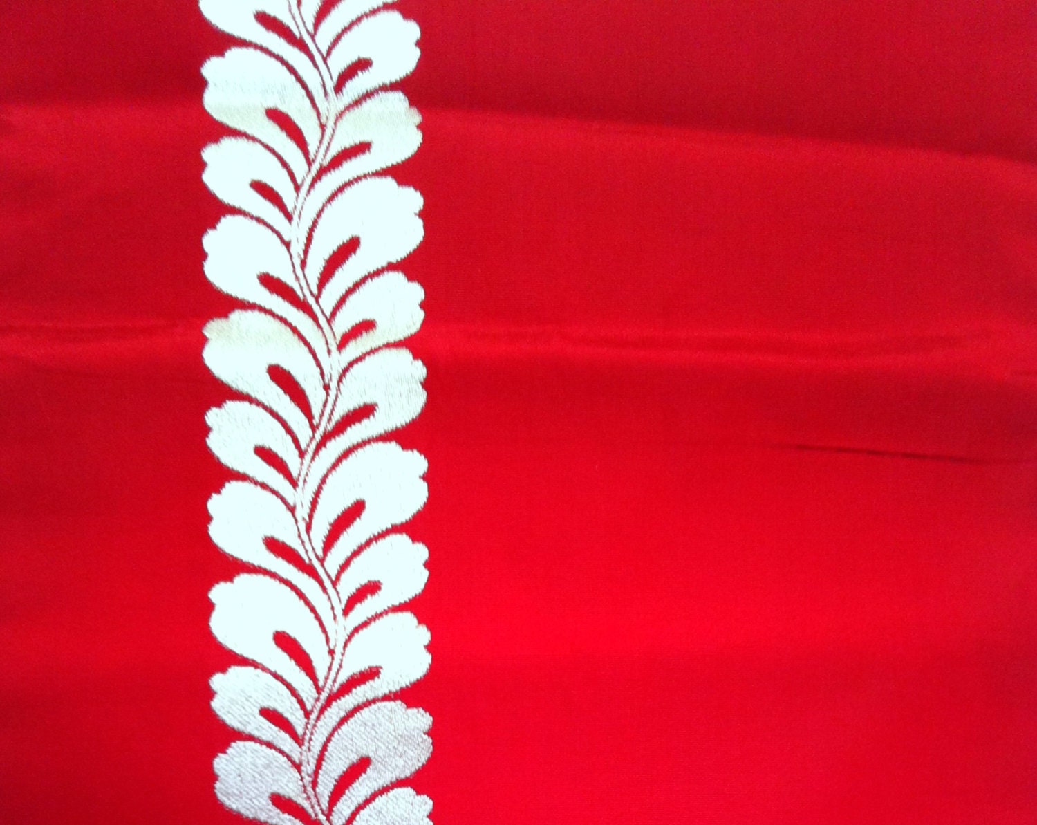 1970s RED and GOLD Floral OBI Japanese Kimono Sash