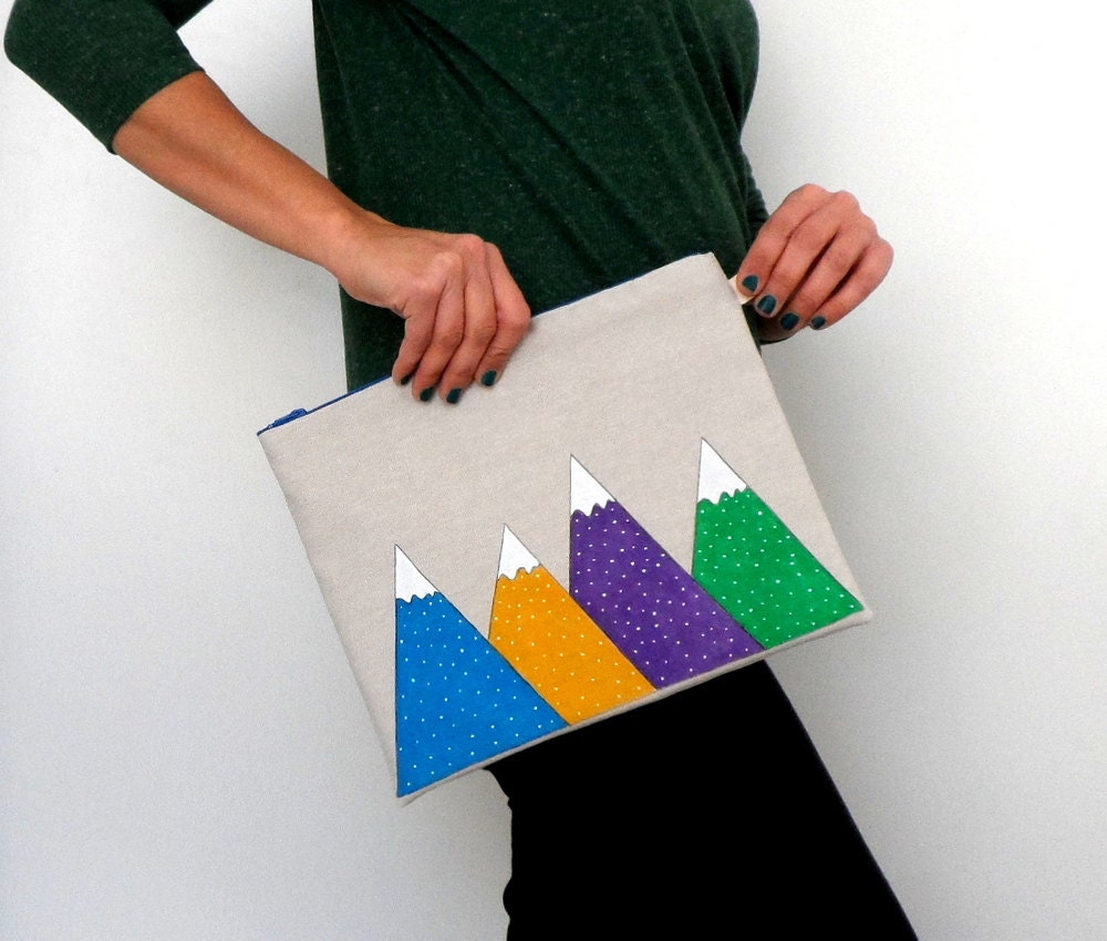 Geometric  Mountains Clutch, Ipad Sleeve, Gadget case /women accessory