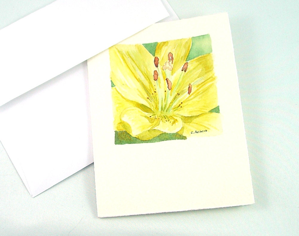 Original Floral Art Watercolor Yellow Lily for Sale