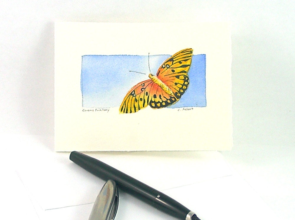 Original Watercolor Butterfly Art Card