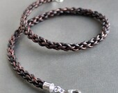 Mens Brown Leather Necklace Thick Braided Cord Sterling Silver Clasp