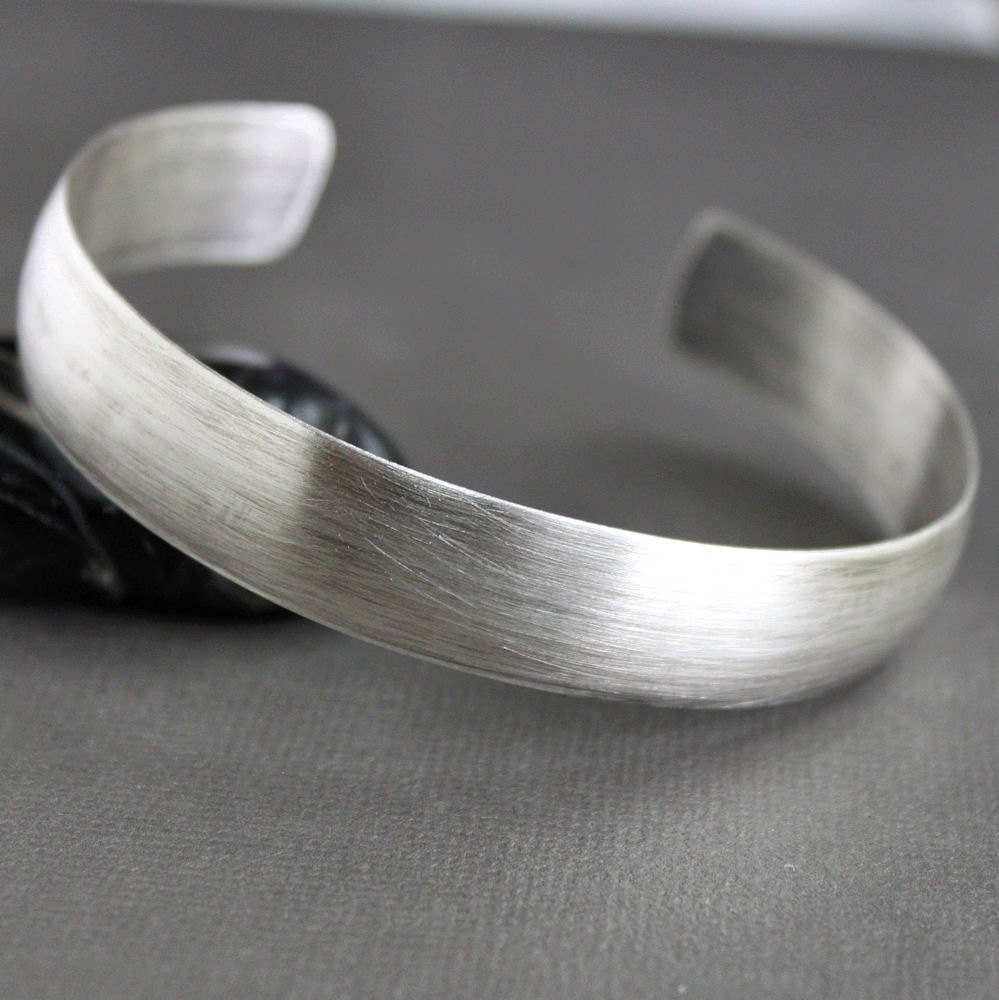 Sterling Silver Mens Simple Cuff Bracelet Wide Band Oxidized