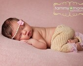 Flower Child Knit Pants & Headband Set Newborn Baby Unisex Girl Boy Photography Photo Prop