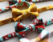 Little Guy Spring Easter Bow Tie - Teal Red Yellow Collection - (Newborn-10 years) - Baby Boy Toddler- Custom Order - Photo Prop