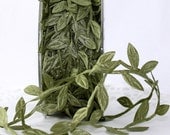 Olive Green Leaves Ribbon by the Yard