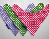 Baby Bibs- 3 Baby Bandana Bibs - Ultimate Dribble Bib in Polkadot Prints for Girls