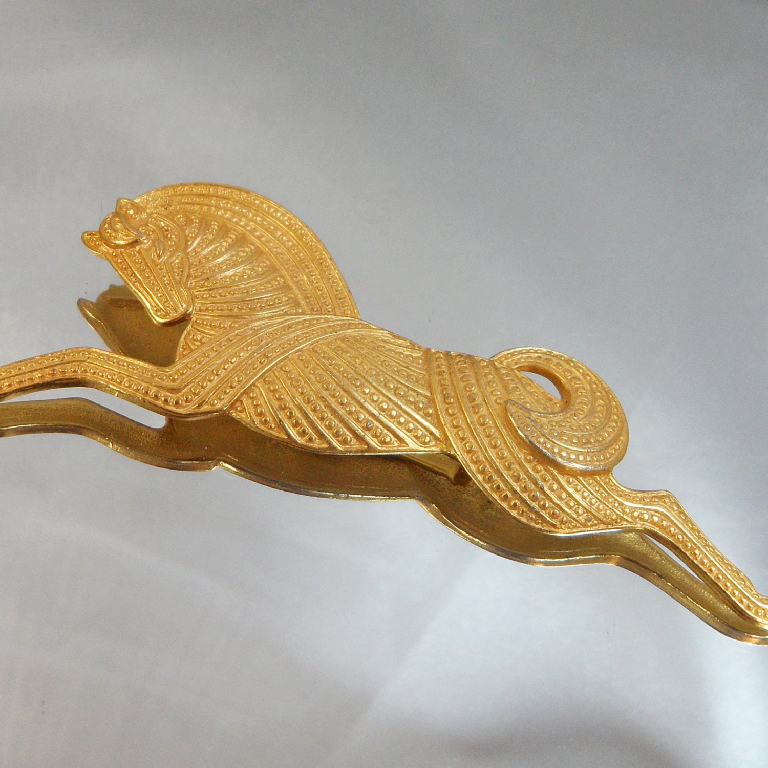 RESERVED for Luanne Vintage Greek Horse Brooch. Large. Gold Tone. Stallion.