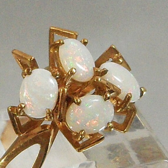 RESERVED for SHIANG Antique Opal Ring. Art Deco. Modernist. 9k Gold. Vintage Ring